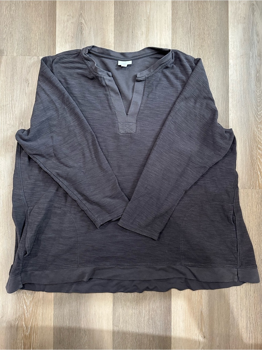 J.Jill Casual V-Neck Long Sleeve Tunic Top - Charcoal 3XL Cotton Blend